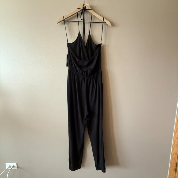 Women's L NWT Lulus Learning to Fly Black Halter Jumpsuit - Picture 4 of 11